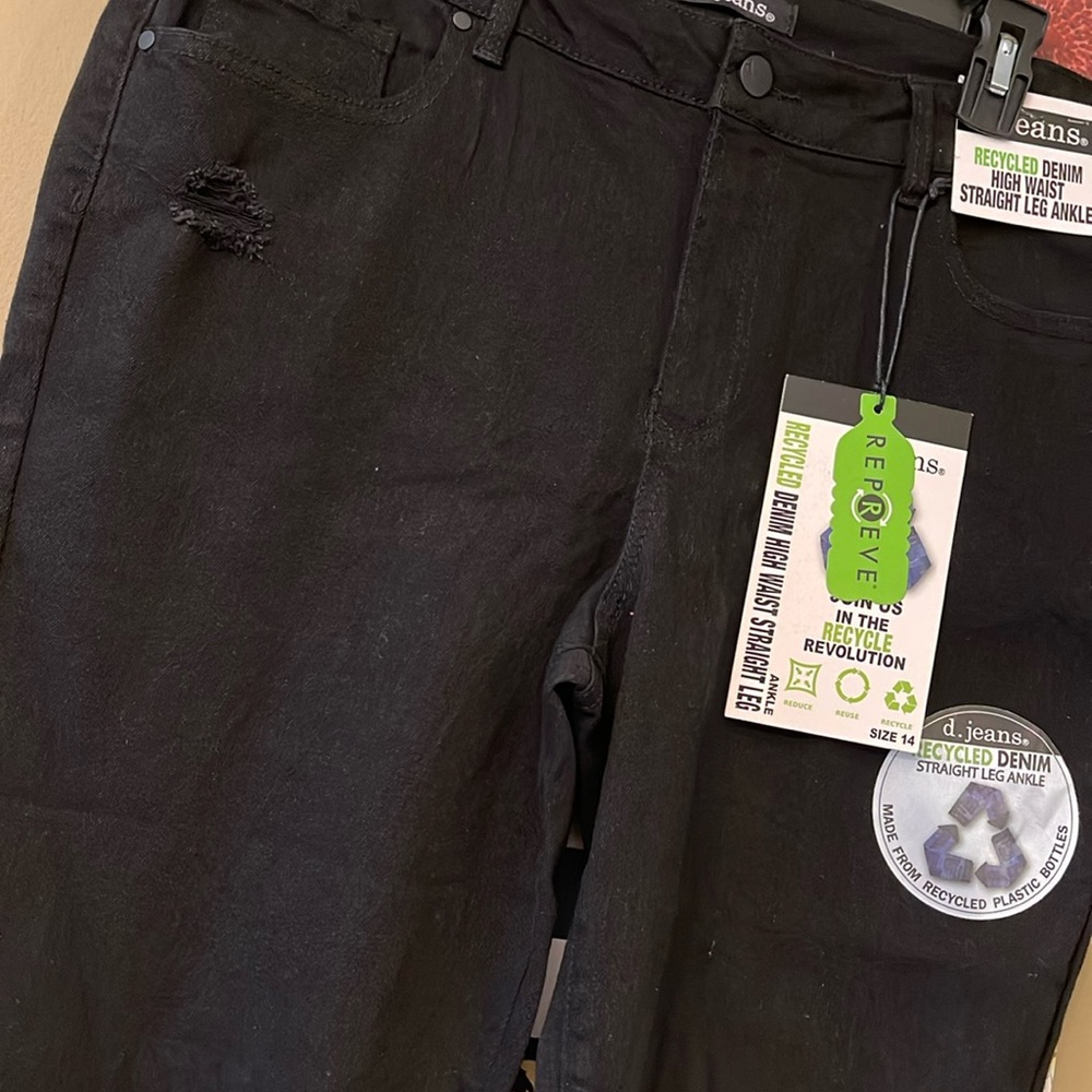 NWT D. jeans high waist straight leg ankle black jeans - Picture 3 of 7